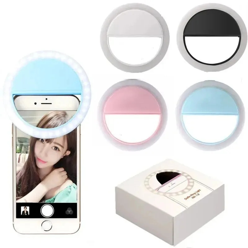 Photography Lighting Description - Clip-On LED Selfie Ring Light, Adjustable