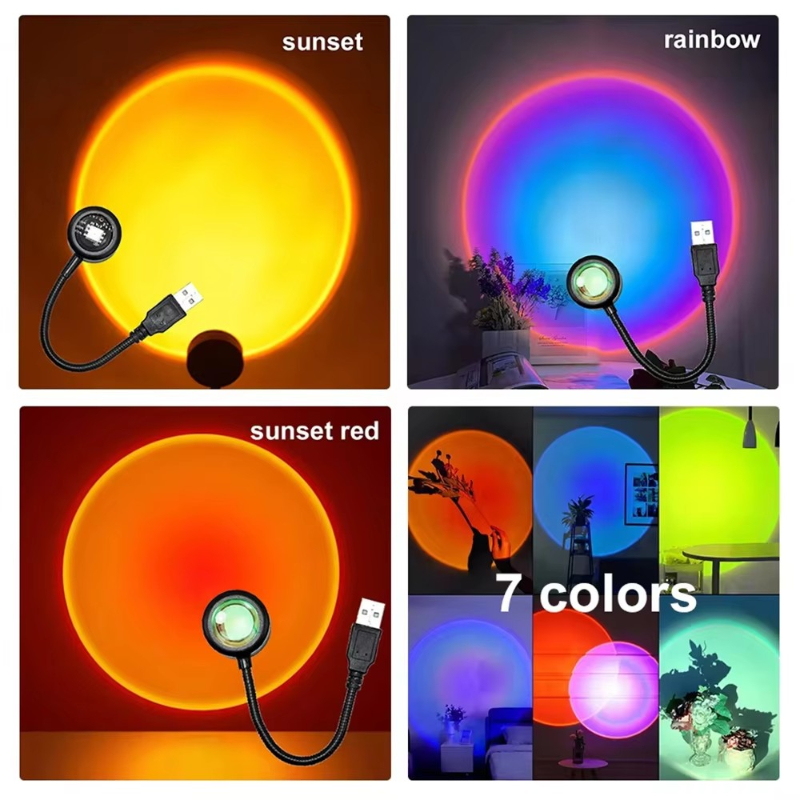 Photography Lighting Home - 1-4pcs Sunset Lamp LED Rainbow Neon