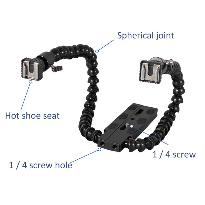 Flexible Dual Arm Hot Shoe Fla - Macro Photography Lighting Kit review and price